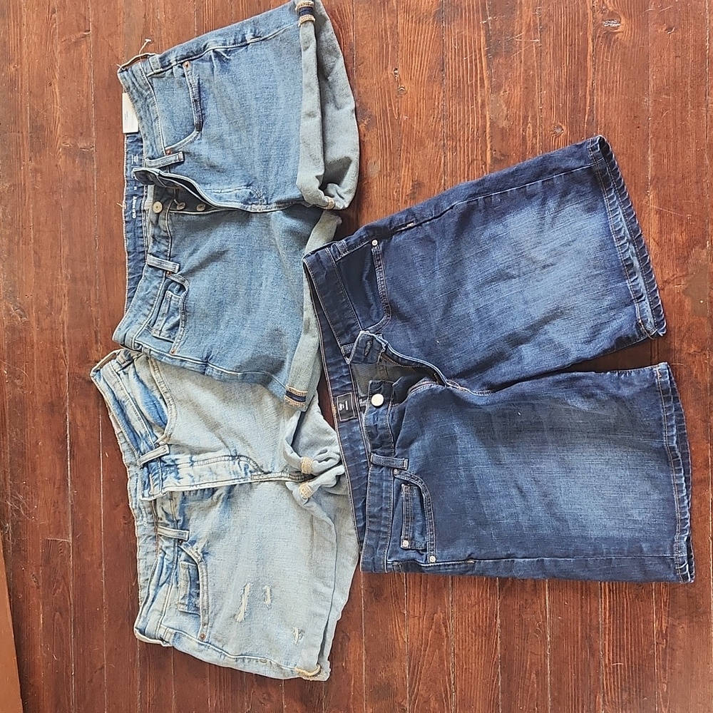 Old Navy Women's Denim Shorts Trio - Light Blue, Medium Blue, Dark Blue